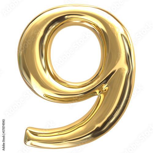 Number Follow Gold 3D Render