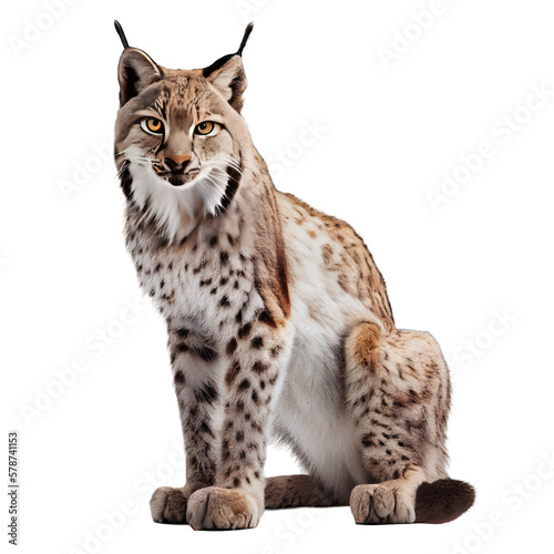 Lynx isolated on white background. Generative AI