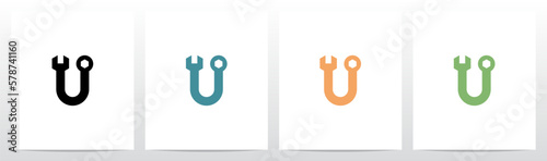 Wrench Tool Letter Logo Design U