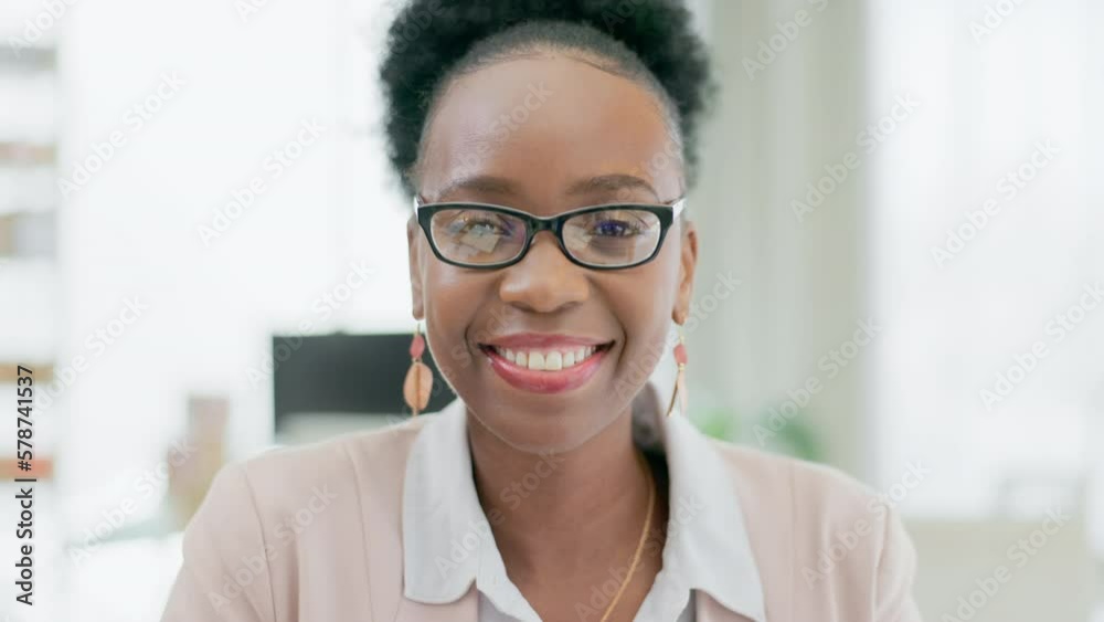 Face, business and black woman with smile, success and confidence in workplace, investment and accountant. Portrait, African American female employee and manager with happiness and startup company Face, business and black woman with smile, success and confidence in workplace, investment and accountant. Portrait, African American female employee and manager with happiness and startup company