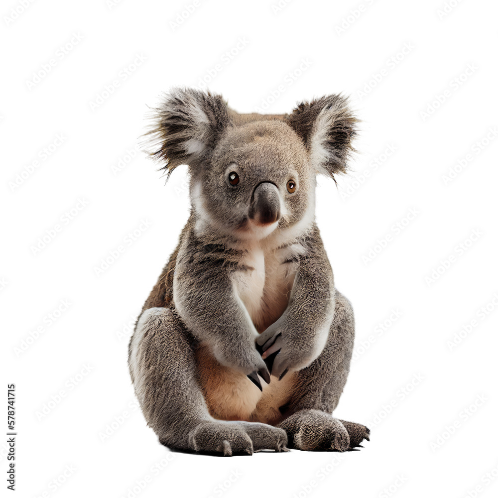Cute koala isolated on white background. Generative AI Cute koala isolated on white background. Generative AI