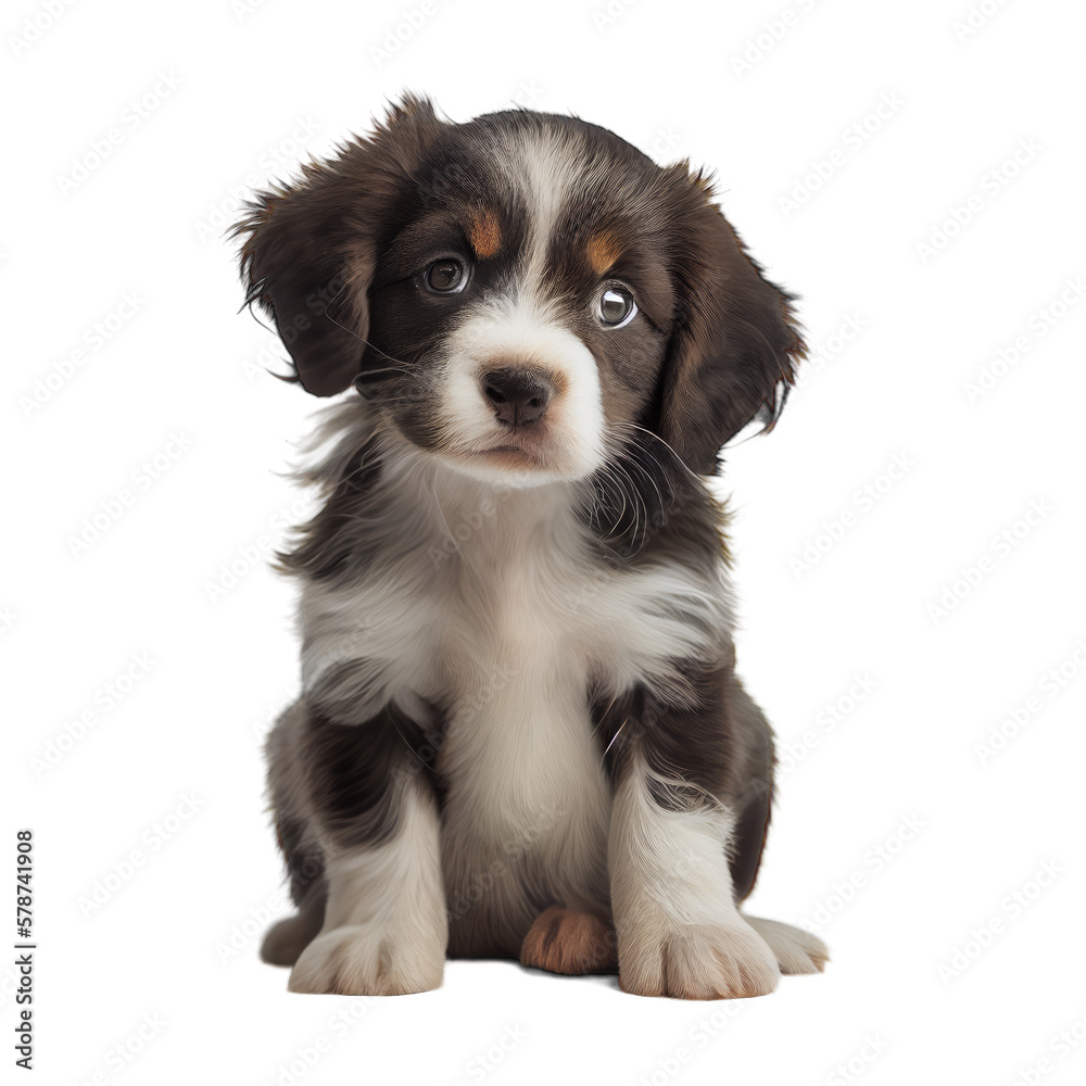 Cute puppy isolated on white background. Generative AI