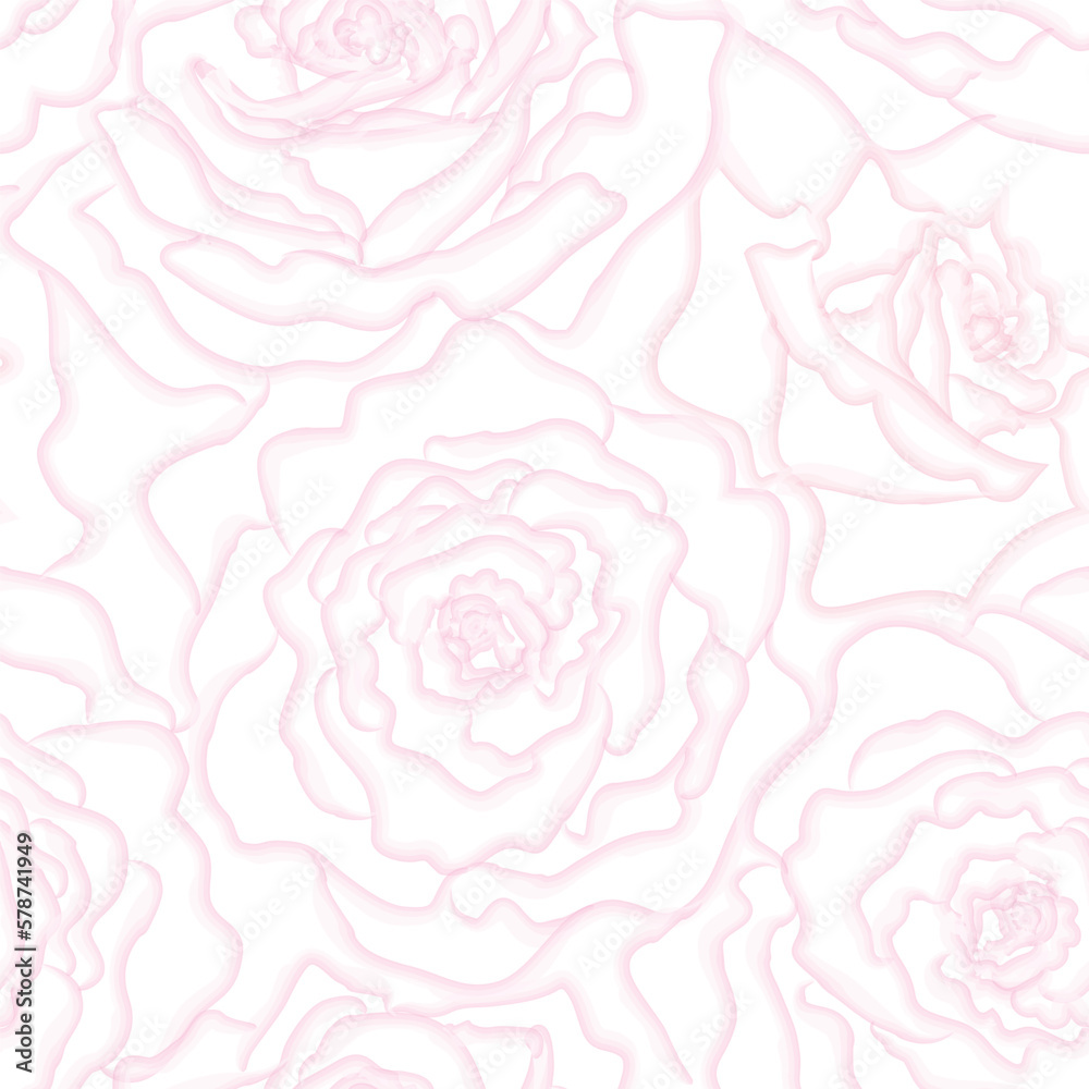 Abstract seamless floral pattern with flowers rose. Chaotic flowing petals. Artistic stylish tiled background.