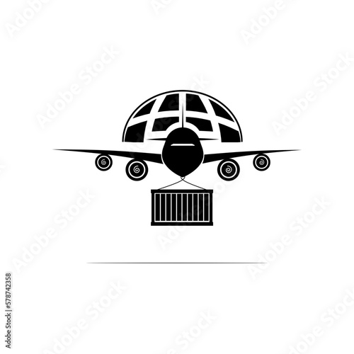 World wide logistics delivery service by air freight. Vector design.