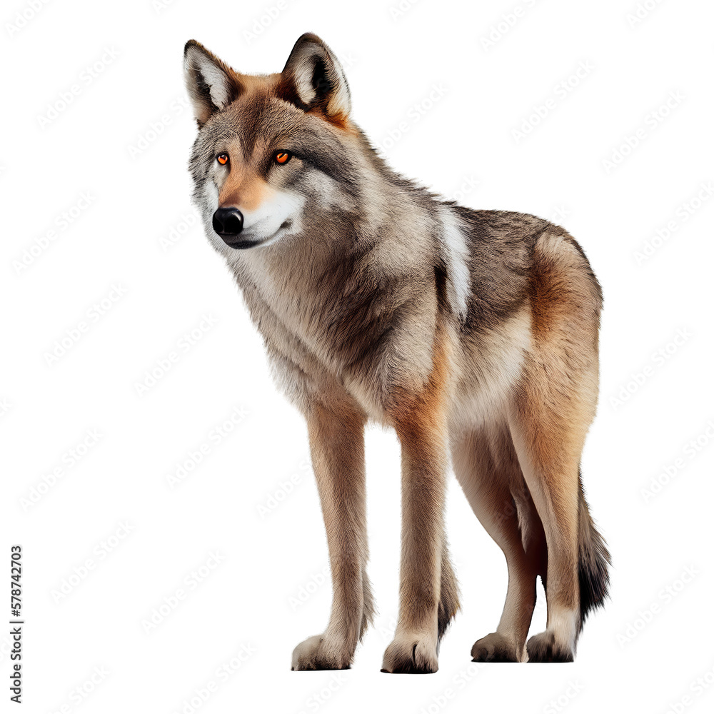 Fototapeta premium Wolf isolated on white background. Generative AI