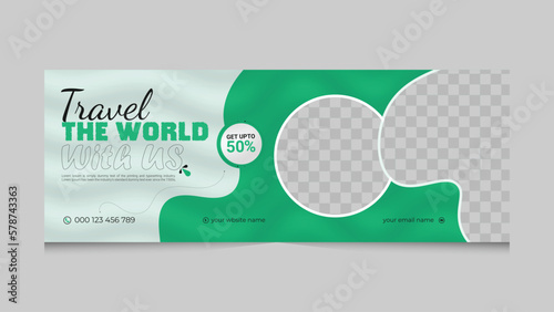 Travel Facebook Cover Facebook cover Design In Vector Illustrator  
Template for ads Travel social media Facebook cover, web banner Travel social media Banner Design.