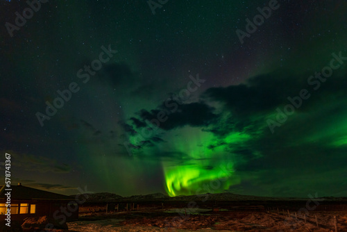 Northern lights in the night sky in Iceland. © underwaterstas