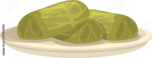 Traditional dolma icon cartoon vector. Leaf food. Cooking dish