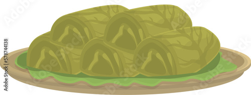 Turkish dolma icon cartoon vector. Leaf food. Green menu
