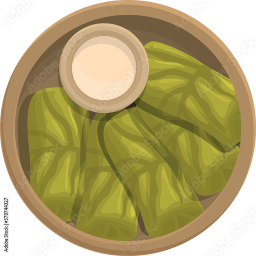 Healthy dolma icon cartoon vector. Food cuisine. Turkish menu