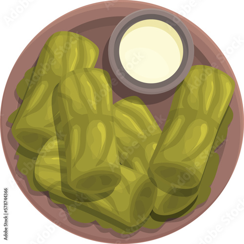 Vine dolma icon cartoon vector. Food cuisine. Meat menu