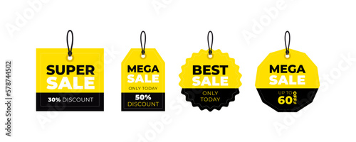 Discount label set dark yellow modern set