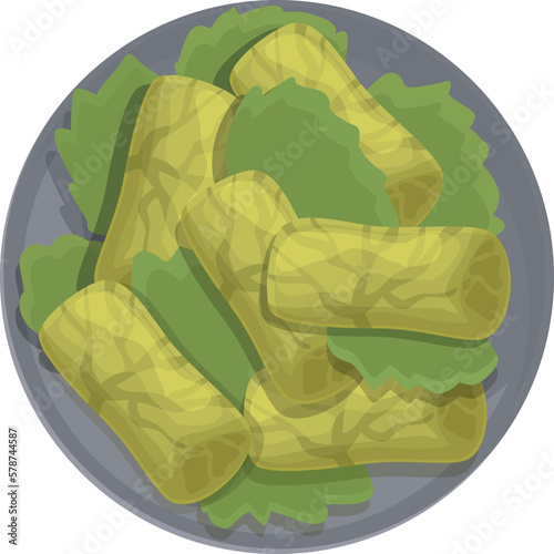 Dolma recipe icon cartoon vector. Food cuisine. Green menu