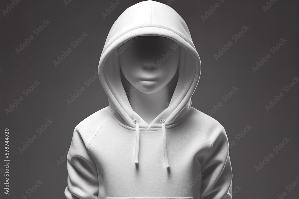 White hoodie template for boy. Hoodie sweatshirt long sleeve hoody for design mockup. Generative AI. White hoodie template for boy. Hoodie sweatshirt long sleeve hoody for design mockup. Generative AI.