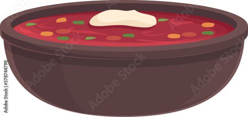 Borsch dish icon cartoon vector. Food recipe. Soup organic