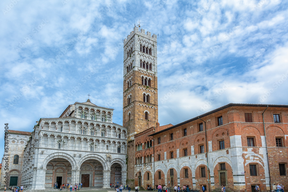 The Cathedral of San Martino, also known simply as Lucca Cathedral, is an imposing Romanesque-Gothic church in the historic center of the Tuscan city of Lucca, Italy - May 29, 2021