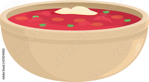 Borsch plate icon cartoon vector. Food recipe. Tasty dinner