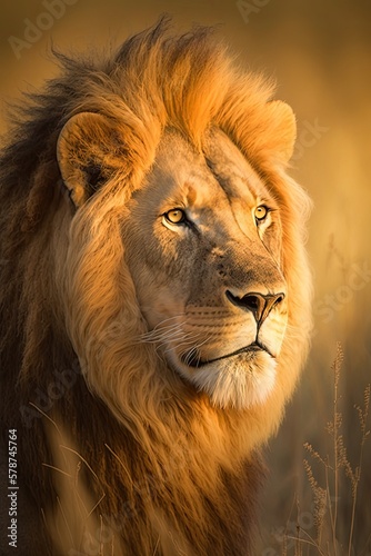 Portrait Illustration of a Lion - Created with generative ai © Rieth