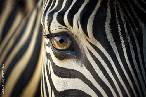 Illustration of a close up of a zebra - Created with generative ai photo