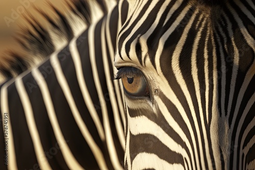 Illustration of a close up of a zebra - Created with generative ai