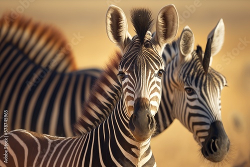 Portrait of a young Zebra - Illustration Created With Generative ai