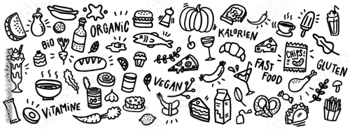 Obraz Cute hand drawn food icons.