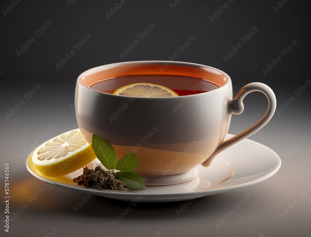 A Cup of Tea Drink Illustration Created with Generative AI A Cup of Tea Drink Illustration Created with Generative AI