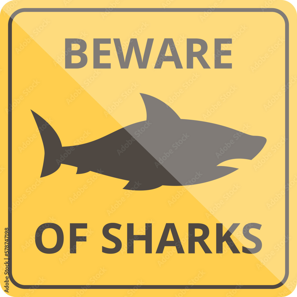 Beware the sharks board icon cartoon vector. Shark sign. Area attack ...