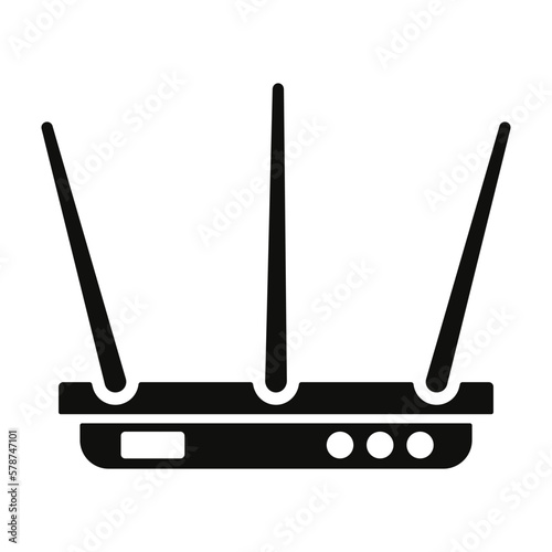 Internet service wireless router / modem with wifi signal flat vector icon