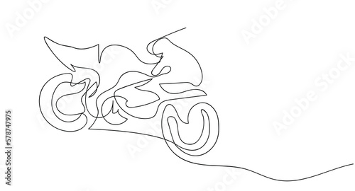 Single one line drawing motorcycle.Modern continuous line draw design graphic vector illustration	