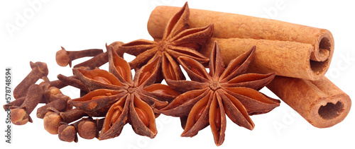 Konstfotografi Some aromatic cinnamon with star anise and cloves