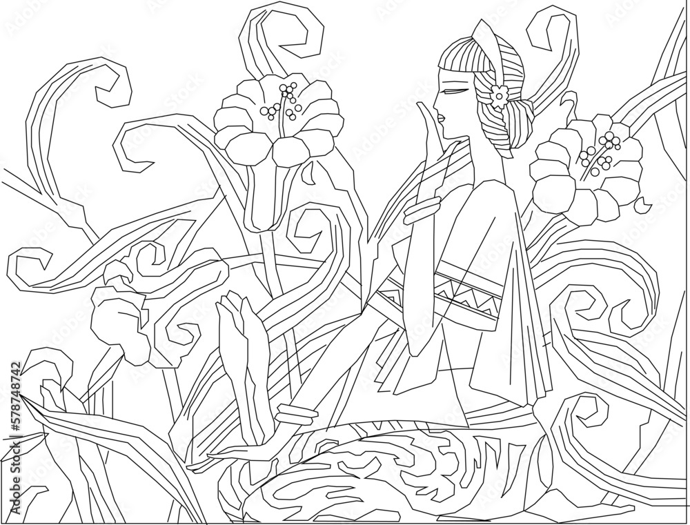 sketch vector illustration of abstract girl painting art sketch vector illustration of abstract girl painting art
