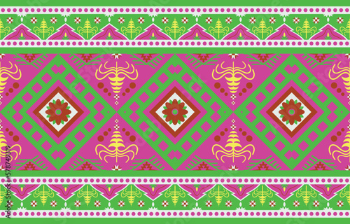 Ethnic India geometric pattern oriental style, Traditional Ethnic India seamless pattern ornament, Indian motif, floral elements design for tile pattern, carpet, background.
