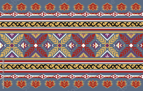 Ethnic India geometric pattern oriental style, Traditional Ethnic India seamless pattern ornament, Indian motif, floral elements design for tile pattern, carpet, background.