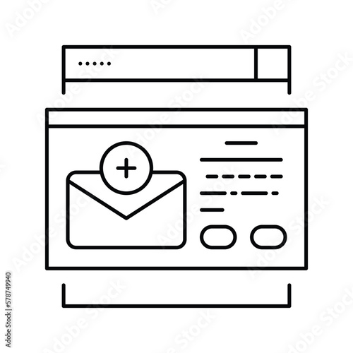 email subscriptions increment line icon vector illustration