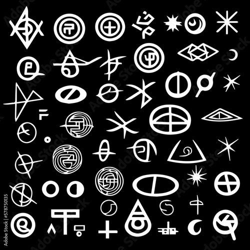futuristic language writing and symbols