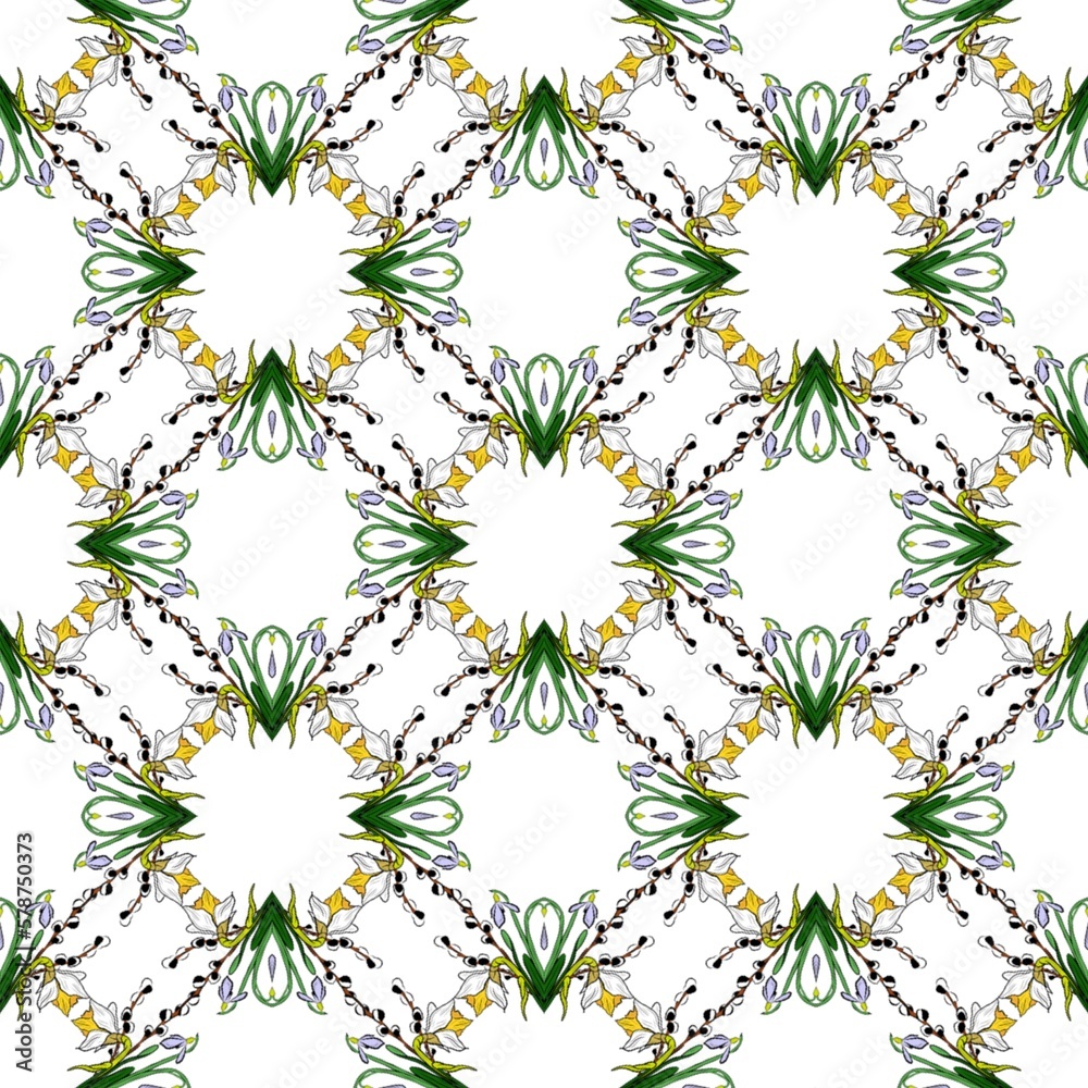 Spring flowers collection of seamless pattern drawing 69