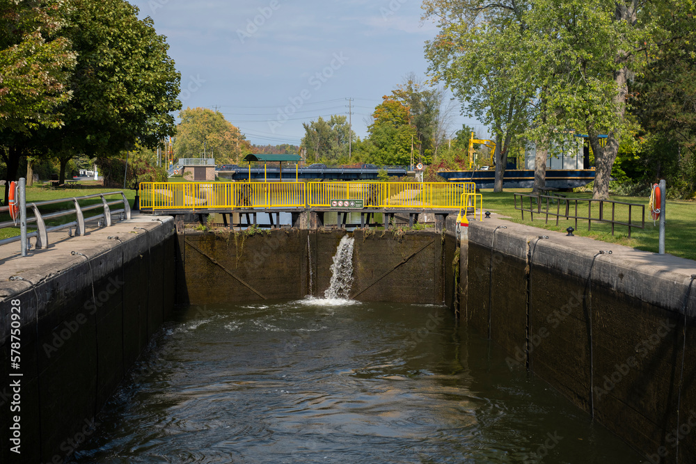 Lift lock 20 in located at the northeastern corner of Little Lake in Peterborough Ontario Canada and is a part of Trent Severn waterway for yachts and boats 
