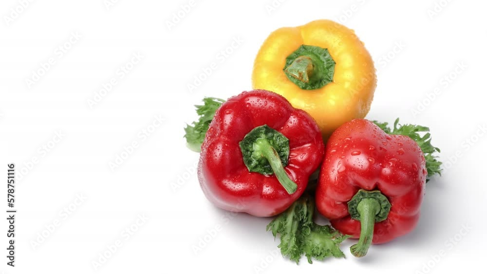 Heap sweet ripe bell pepper serving with lettuce vivid healthy food diet harvest rotation isolated Heap sweet ripe bell pepper serving with lettuce vivid healthy food diet harvest rotation isolated