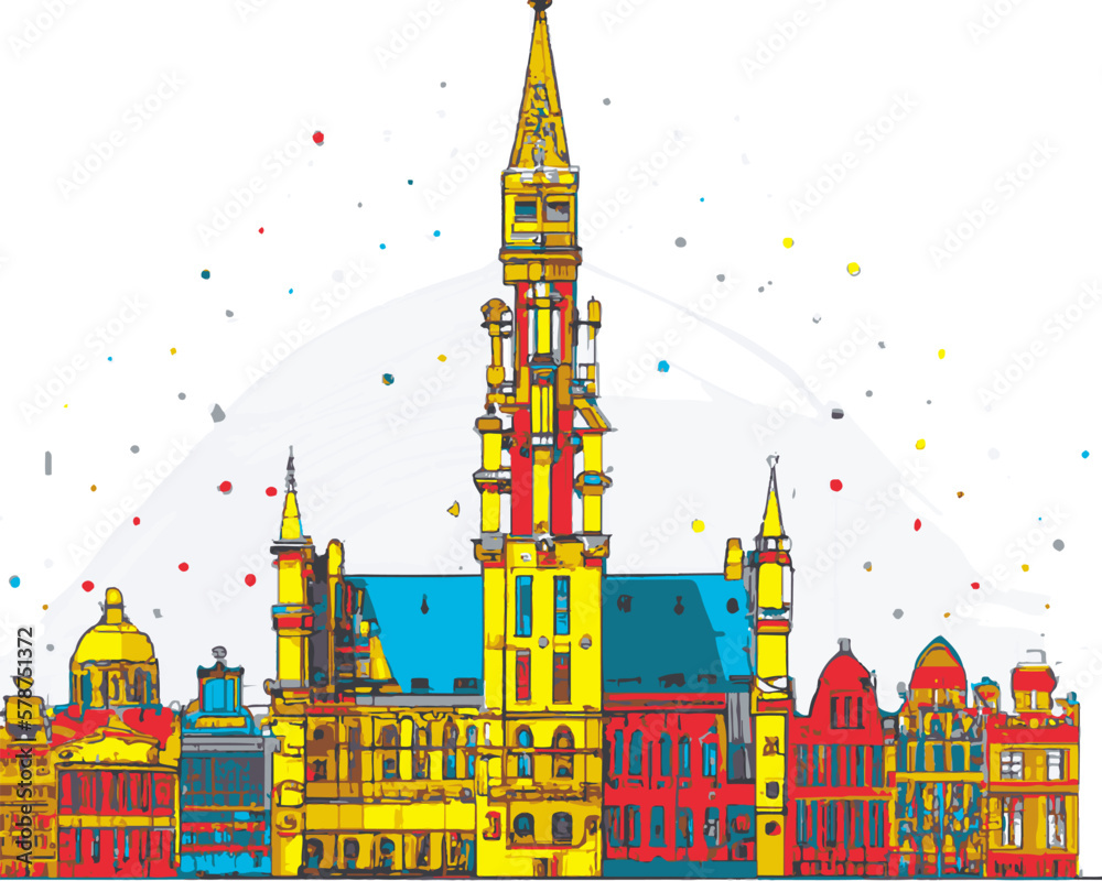 Brussels, Belgium Skyline Illustration