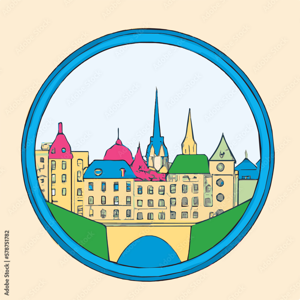 Luxembourg City Colourful Skyline Illustration