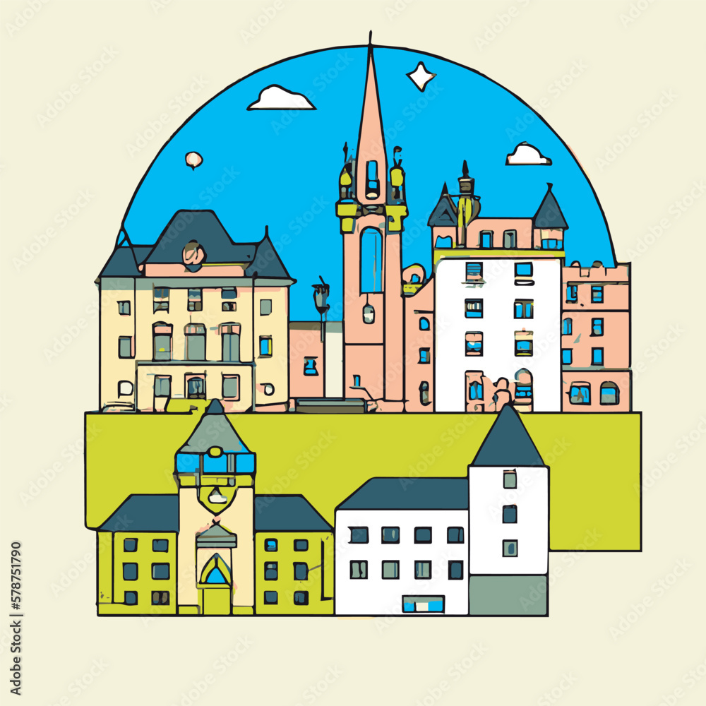 Luxembourg City Skyline Illustration
