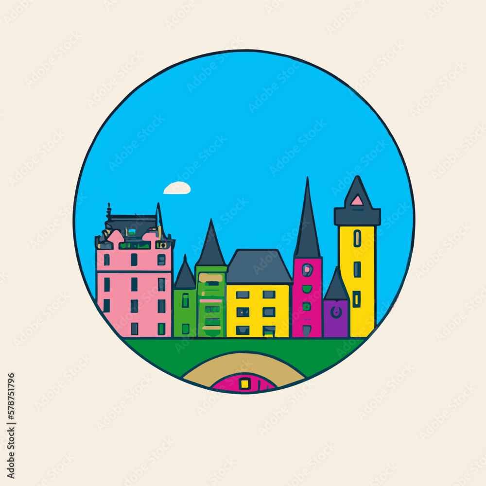 Luxembourg City Skyline Icon Illustration