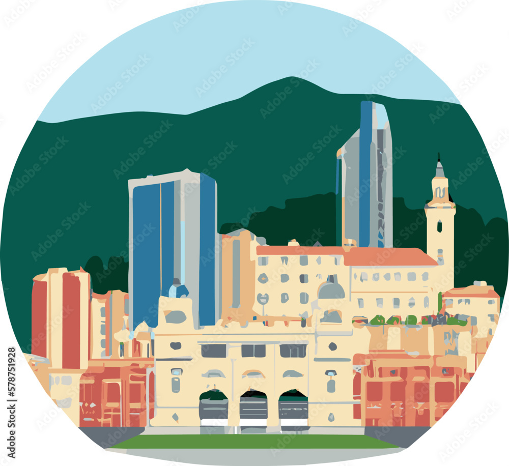Monaco City Travel Illustration