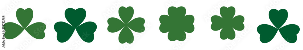 Clover icons, set St. Patricks Day signs, vector illustration Clover icons, set St. Patricks Day signs, vector illustration