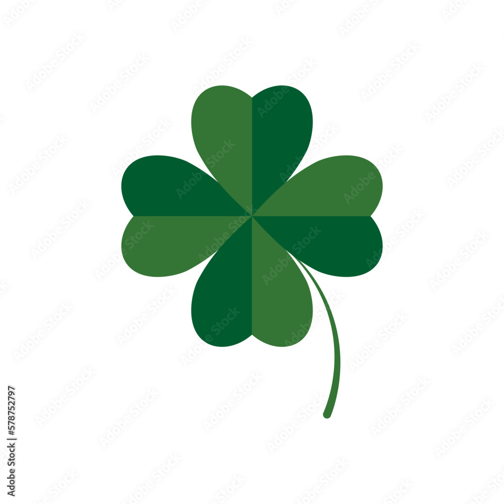 Clover icon, isolated symbol on white background. St. Patricks Day sign, clover with four leaf, vector illustration Clover icon, isolated symbol on white background. St. Patricks Day sign, clover with four leaf, vector illustration