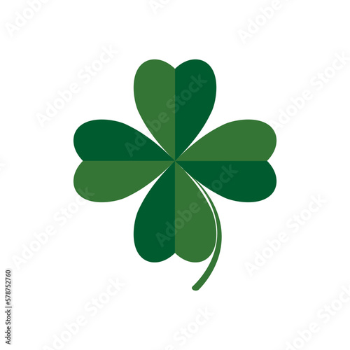 Clover icon, isolated symbol on white background. St. Patricks Day sign, clover with four leaf, vector illustration