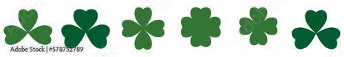 Clover icons, set St. Patricks Day signs, vector illustration