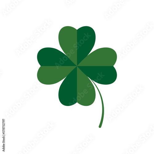 Clover icon, isolated symbol on white background. St. Patricks Day sign, clover with four leaf, vector illustration