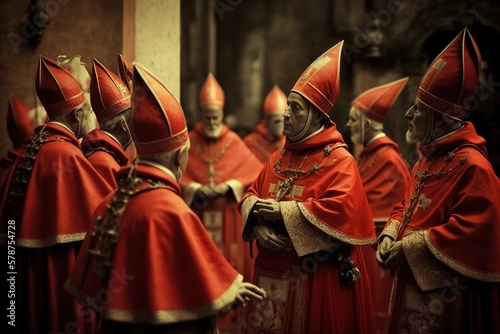 Papier peint Gathered cardinals and bishops discuss the election of a new Pope